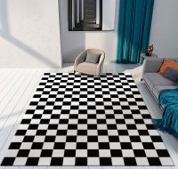 【SALES】 Color Checkerboard Plaid Carpet Moroccan Living Room Bedroom Rug Anti-skid Entry Door Mats Household Bedside Rugs Bay Window Mat