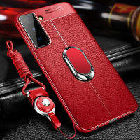 เคสสำหรับ Samsung Galaxy S22 Plus + S22Ultra S21 FE 5G เคสซิลิโคนบางพิเศษป้องกันการลื่นไถลลายหนังเลียนแบบฝาครอบด้านหลังเนื้อนิ่ม TPU เคสเคสมีฐานขาตั้งโทรศัพท์