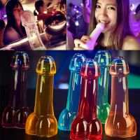 Shot Transparent Glass Cup Wine of Glasses Genital Dick Penis Cocktail Mug Plastic Straws Willy Bar Hen Party Night Drinkware