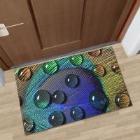 [A VOGUE] 3D PeacockPattern ประตูห้องน้ำ EntryWater Absorption Non SlipRoom Bedroom Door Mat Tapis Salon Rug