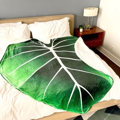 【CW】✈❂●  Super Soft Printed Leaves Throw Blanket Fleece for Bed Sofa Room