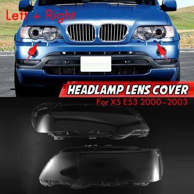 2Pcs for -BMW X5 E53 2000-2003 Car Headlight Lens Cover Replacement Head Light Lamp Lampshade Glass Shell (Left+Right)