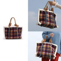 T6Vintage Handbag for Woman,Zipper Shoulder Bag,Knitting Woolen Cloth Crossbody Bag,Weaving Tote Bag,Luxury Handbags