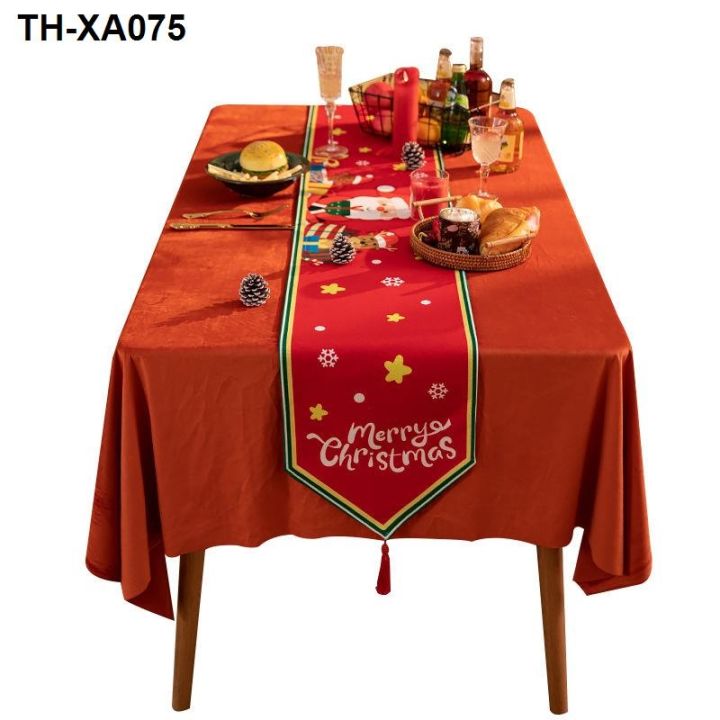คริสต์มาสตารางธงผ้าฝ้ายลินิน-placemat-บรรยากาศเทศกาลผ้าปูโต๊ะกันน้ำสี่เหลี่ยมผืนผ้าผ้าปูโต๊ะตู้ทีวีผ้าคลุมผ้าคลุมผ้าเช็ดตัว