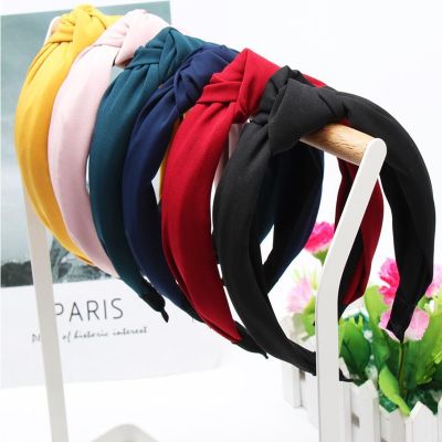 【CW】 1PC Color Hair Band Knot Headbands for Fashion Fabric Hairhoop Wide Side Bezel Accessories