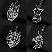 COOLTIME Keychain Fox Tiger Wolf Bear Animal Stainless Steel Heart Cat Crane Dog Unicorn Rabbit Men Women Gift Key Chain 2023