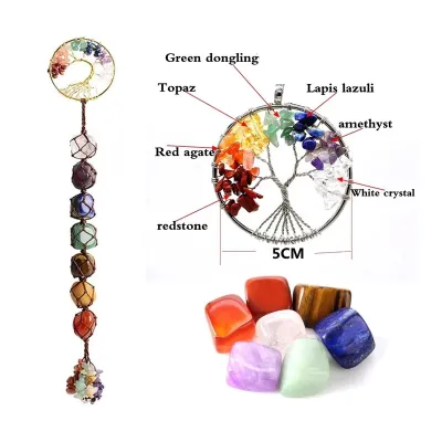 7 Chakras Natural Crystal Gemstone Meditation Ornament Crystal Tree Reiki Healing Feng Shui Bring Luck Home Decor Quartz Stone