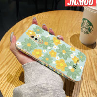 เคส JIUMOO สำหรับ Realme X เคสแฟชั่นลายดอกไม้สี่เหลี่ยมใหม่ที่สวยงามพื้นผิวเคสนิ่มซิลิกาเจลกันกระแทกเคสมือถือรวมฝาครอบป้องกันเลนส์กล้องถ่ายรูปทั้งหมด