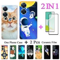 2 IN 1สำหรับ Nova 11i เคสนิ่ม TPU เคสโทรศัพท์พร้อมตัวป้องกันหน้าจอเซรามิกแบบโค้งพิมพ์ลายฟิล์มเซรามิก