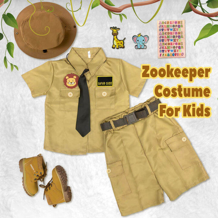 Zookeeper Costume For Boy Safari Jungle Animals (DIY NAME) Sets Kids Birthday Paty Costume With