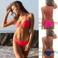 [COD] European and sexy one-piece bikini swimsuit hollow multi-rope cross beautiful back multi-color BIKINI for women