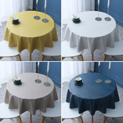 1pc 100cm Home Solid Color Round Tablecloth Waterproof Oil-proof PVC Dining Table Protector Coffee Table Cover Simple Table Mat
