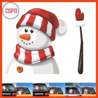 CGFD Xmas Decals สติกเกอร์ตกแต่งกระจกหน้ารถ Claus Wiper Waving สติกเกอร์หน้าต่างด้านหลังรถประดับคริสต์มาส