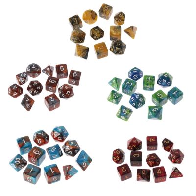 ；。‘【； 11Pcs Polyhedral Dice Set D4 D6 D8 D10 D12 D20 Double-Colors Numbers Dice For Table Board Games Parties