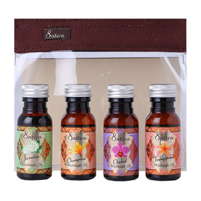 Satira Thai Flower Massage Oil Mini Set ชุดน้ำมันนวดขนาดพกพา หอมอบอวลด้วยกลิ่นดอกไม้ไทย จาก สถิรา