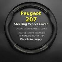 dghjsfgr Car PUleather For Peugeot 207 Steering Wheel Cover Leather Carbon Fiber Cross 1.6L 1.4L 2009 2010 2011 2013