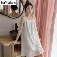 LuFashion Baju Tidur Wanita เสื้อชั้นในสตรีแบบผูกเชือกสำหรับฤดูร้อนชุดราตรี