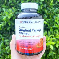 47% OFF Sale!! EXP. 06/2023 เอนไซม์จากมะละกอ Original Papaya Enzyme 600 Chewable Tablets (American Health®) เม็ดอมหรือเคี้ยว