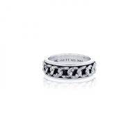 ake ake Chaine-De-Lis Spinner Ring แหวนเงินแท้ 925 แกะมือขัดเงาลงดำ ลายโซ่สุดคลาสสิก แบบแหวนหมุนได้