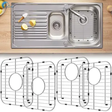 Kitchen Sink Protector Mat Pad Set, 3 Piece Combo Set Includes -2 Sink Mats  - 1 Sink Saddle - 3 Drain Stopper