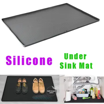 1pc Under Sink Mat For Kitchen Cabinet, 34 X 22 Silicone Waterproof Mat,  Under Kitchen Sink Liner Mat, Kitchen Cabinet, Cabinet Protector, Under Sin