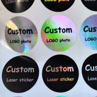 1000PCS Silver Laser Customized Text Logo Holographic StickerInvitations SealsCandy Favors Gift Boxes LabelsWedding Sticker