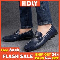 CODkuo0186 [ HDLY ] [Ready Stock] Mens Genuine Leather Loafers Slip Ons Shoes Male Casual Shoes Kasut Kulit Kasual Lelak Size:38-47