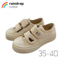 ?raindrop?Sneakers unisex, สวมใส่ง่าย รองเท้าวิ่ง รองเท้าผ้าใบ เวลโก้ แบบแปะ ครีม Women sneakers?