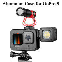 เคสอลูมิเนียมสำหรับ Gopro 9กรอบป้องกันโลหะผสม Go Pro Hero 9กล้องแอคชั่นสีดำพร้อมอุปกรณ์เสริมประตูด้านหลัง