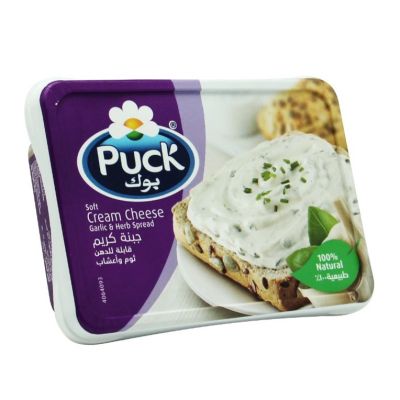 Premium import🔸( x 1) PUCK Cream Cheese with Garlic 200 g. ครีมชีสเนื้อขาวรสชาติกระเทียม 200 g. [PK19]