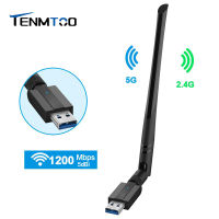 Tenmtoo อะแดปเตอร์ WiFi USB 1200Mbps สำหรับพีซี USB3.0อะแดปเตอร์ WiFi 2.4กรัม5GHz เสาอากาศกำลังส่งสูงสำหรับเดสก์ท็อป Windows XPVista 7-10 Mac