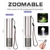 10000LM Portabel USB Isi Ulang LED Senter Zoomable Torch Waterproof Dengan Built-in 18650