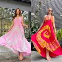 ส่งเร็ว! ?? สวยมว้ากกกกกเต็ม 10 ไม่หักเลยจร้า ? Flamingo Tie Dyed Dres..sเดรสสายเดี่ยวมัดย้อมจุ่มมือเฉลียงต่อลายด้านข้าง งานสวยมงลง ? ฉ่ำๆ ดีงามม