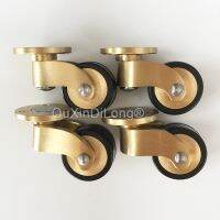 4PCS 1 (25mm) Brass Rubber Castors Round Plate Furniture Wheels Ultra-Low Height Sofa Table Chair Casters Universal Wheel CL209