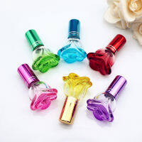 1PC 6ml Colorful Rose Shaped Empty Glass Perfume Bottle Small Sample Portable Parfume Refillable Scent Sprayer Bottle