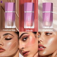 Prettyoung QiBest 3-In-1ลิปสติกแต่งหน้าอุปกรณ์ไฮไลท์ไล่สีลิปสติกแต่งหน้ารองพื้นกันน้ำประกายมุกปรับปากกาบลัชของเหลวเนื้อแมทธรรมชาติกระจ่างใส