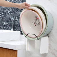 Iron Wash Basin Rack Saving Space Wall-Mounted Towel Holder Bathroom Punch-free Storage Shelf Hook Household Organization