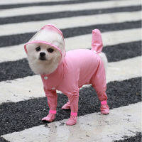 Small Dog Raincoat Hooded Rain Wear Waterproof Teddy Poncho with Rain Boots Adjustable Puppy Dog Full Body Coverage with Hat2023