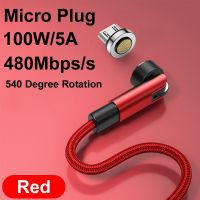 1M/2M 540 Degree Roating Rotate 100W 5A Magnetic USB A Micro Fast Charging Data Transfer Cable For Mobile Phone Magnet Wire C