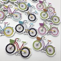 25/50/100pcs 2 Holes Wooden Buttons Bicycle Car Pattern Decorative Buttons Sewing Scrapbooking Craft Buttons For Craft WB433 Haberdashery