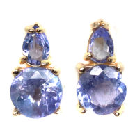 ต่างหูพลอยแท้ แทนซาไนต์(Tanzanite)  เงินแท้ 925 ชุบทอง18k