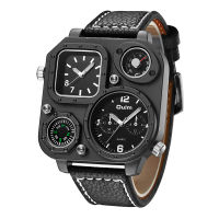 Oulm New Arrive Unique Male Watch Luxury Big Size Square Dial Compass Decoration Quartz Clock Antique Mens Military Watches