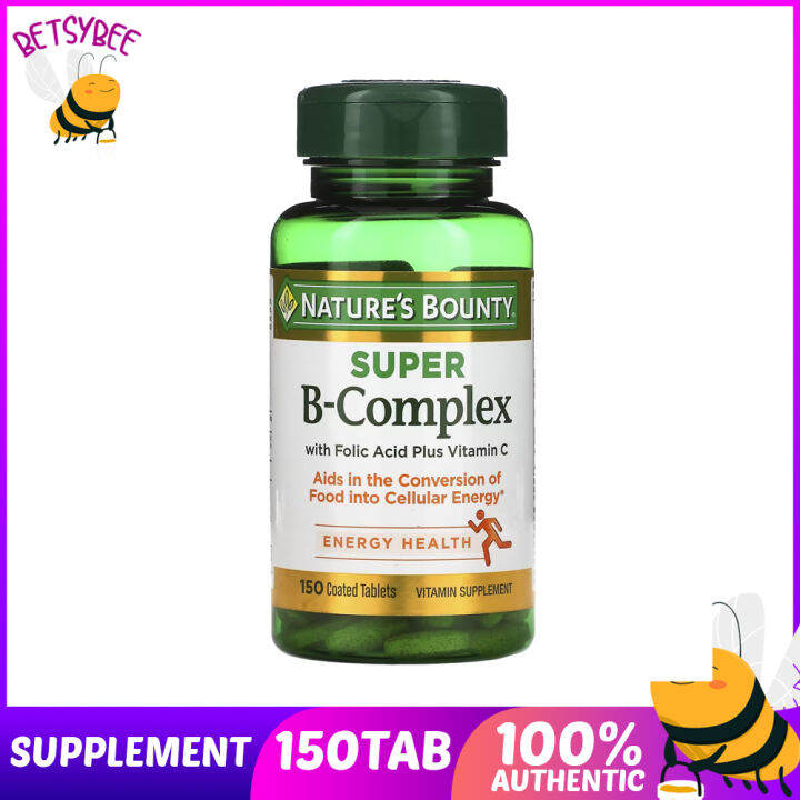 Nature's Bounty Vitamin B Super B-Complex W/ Folic Acid & Vitamin C 150 ...