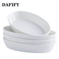 DAFIFY Porcelain Oval Au Gratin ภาชนะ จาน ของหวาน ถาดอบ เตาอบ Safe white