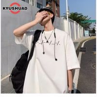 KYUSHUAD เสื้อยืดผู้ชายแขนสั้นแบบหลวมบางคอกลมเสื้อยืดคู่ขนาดพิเศษ