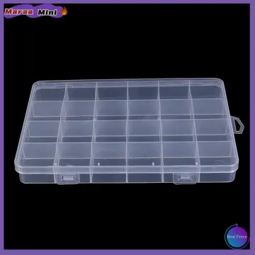 24 Compartments Plastic Clear Box Jewelry Bead Storage Container Craft  Organizer