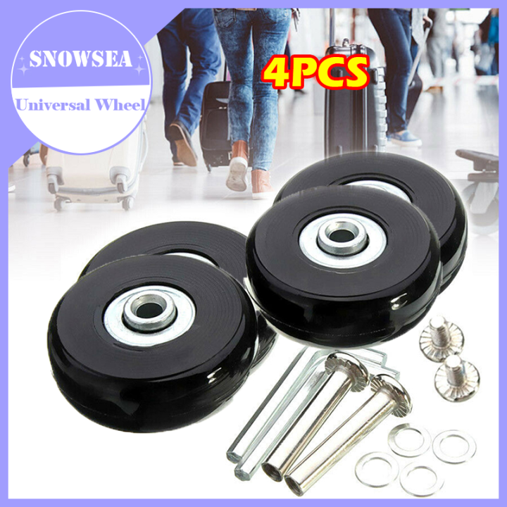 Set Of 4 Luggage Replacement Wheels – 50mm PU Rubber Swivel Casters, 30mm/35mm/60mm Axles, Repair Kit For Suitcases
