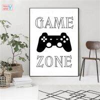 สีดำและสีขาว Gamepad โปสเตอร์เกมจับผ้าใบภาพวาดตกแต่งห้องนั่งเล่น Wall Art Teen Room Decor Nordic Simple Picture