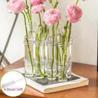 Creative Hinged Tube Vase Clear Test Tubes Flower Pot Floral Hydroponic Container for Home Desktop Wedding Dining Table Decor