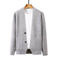 Spring and Autumn Youth Style Cardigan Sweater Jacket Solid Mens Sweatshirts Single-breasted Knitted Coats Male